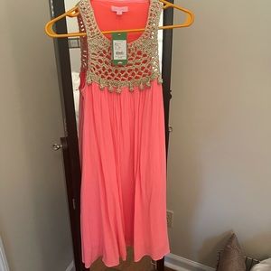 NWT Lilly Pulitzer Pink and Gold Dress XS